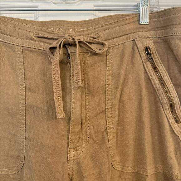 American Eagle 36x32 Dreamy Drape Wide Leg Cargo Pants Sz 12L Tan Baggy Boho EUC - Picture 5 of 15
